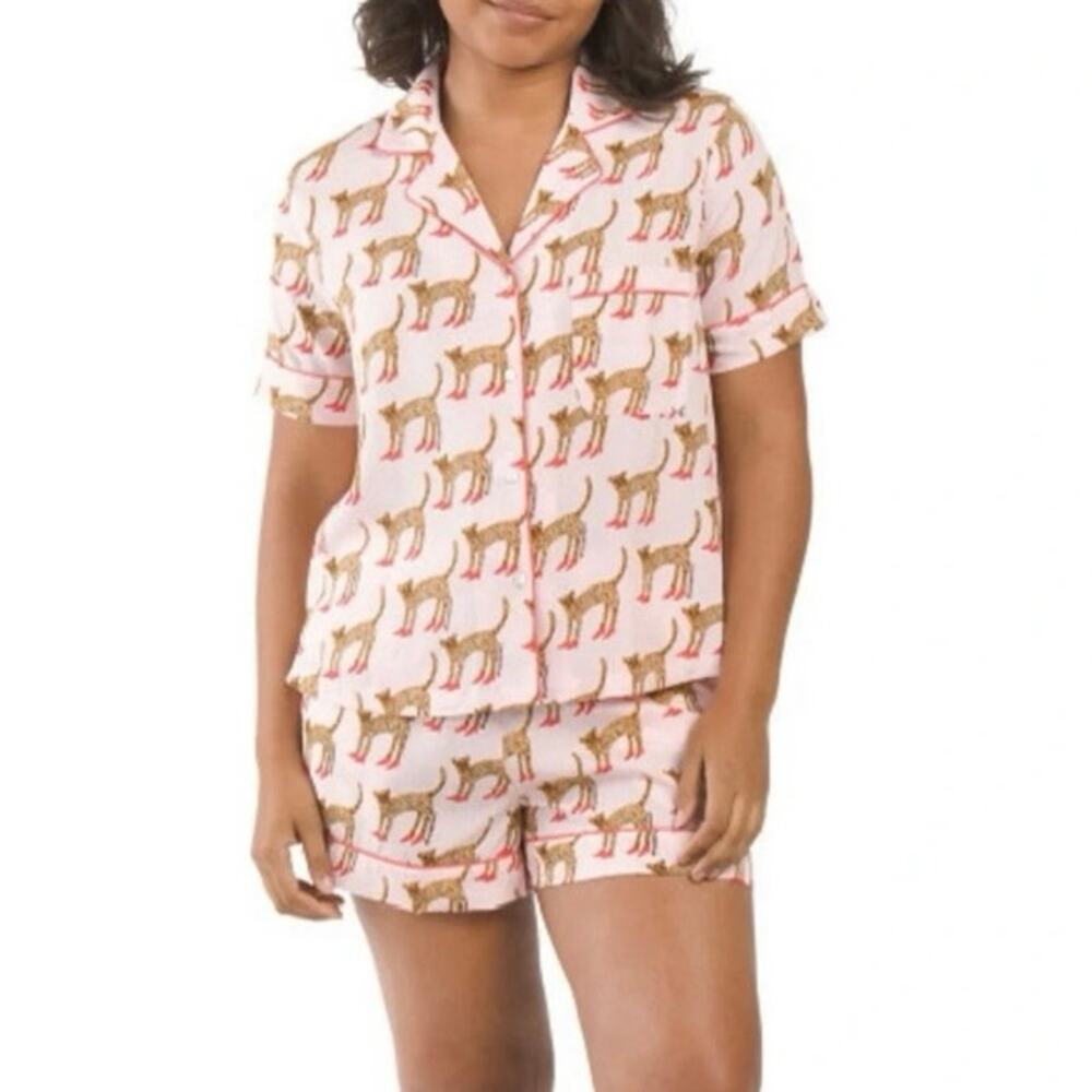 Bouffants and Broken Hearts Leopard in Stilettos PJ Set XL